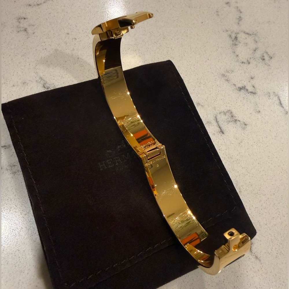 Hermes Clic H Bracelet Black Gold PM Authentic - Picture 5 of 11